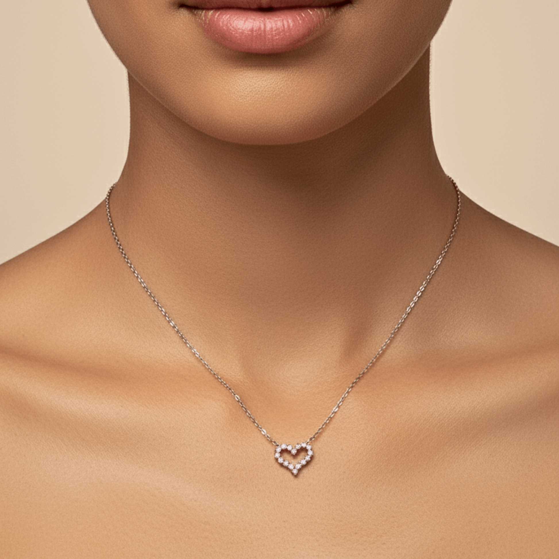 pink heart sparkle silver necklace with crystal heart pendant on fine silver chain