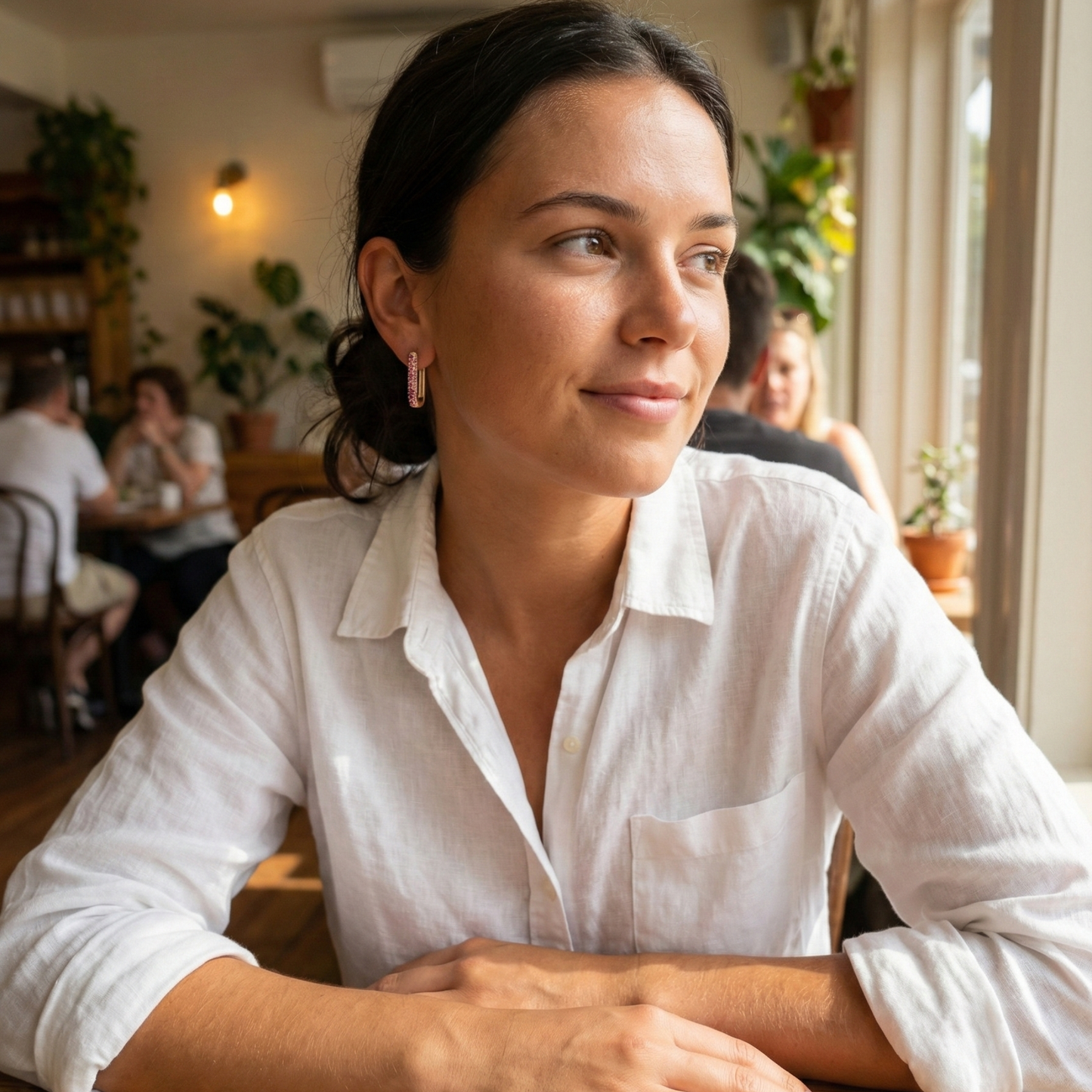 Pink Pavé Gold Rectangular Huggie Earrings – MXW Jewellery