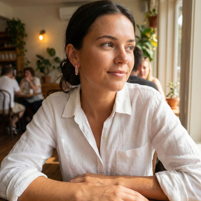 Pink Pavé Gold Rectangular Huggie Earrings – MXW Jewellery