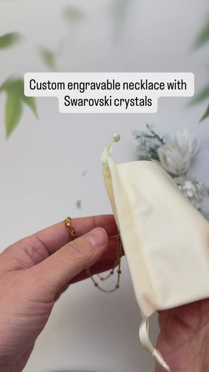 Engravable Heart Necklace with Swarovski Crystal Birthstone – Gold & Silver