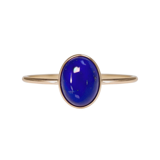 MXW natural oval lapis lazuli September birthstone stacking ring in 14K gold-filled metal