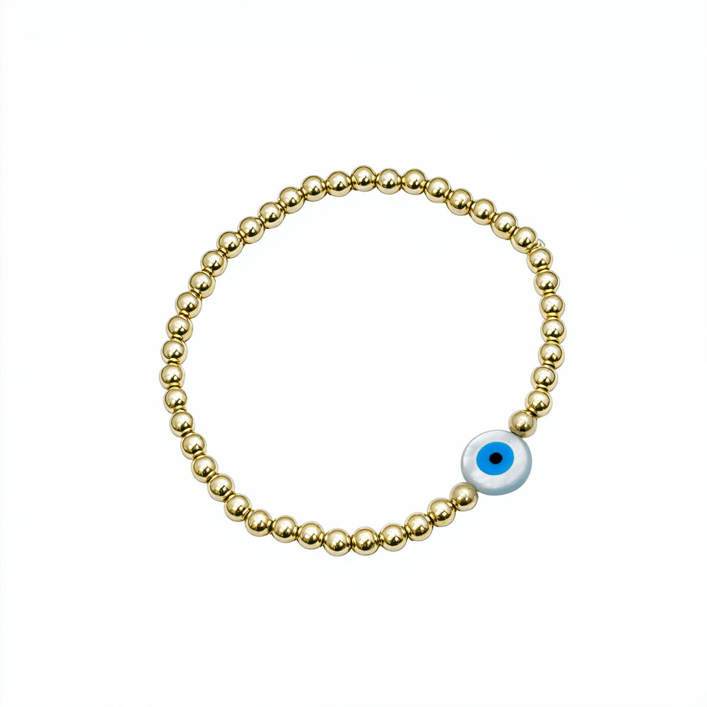 Evil eye shell gold bead bracelet – handmade in AU – MXW Jewellery