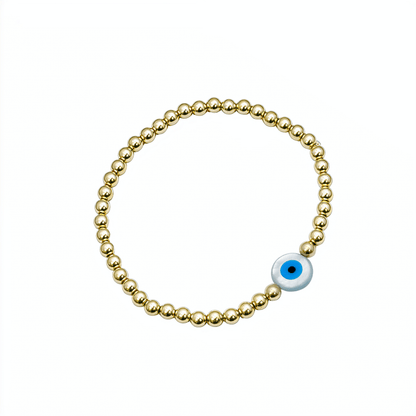 Evil eye shell gold bead bracelet – handmade in AU – MXW Jewellery