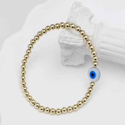 Evil eye shell gold bead bracelet – handmade in AU – MXW Jewellery