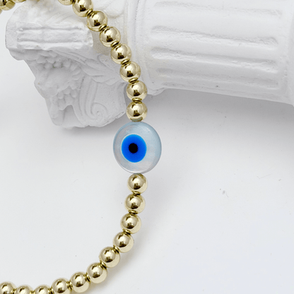 Evil eye shell gold bead bracelet – handmade in AU – MXW Jewellery