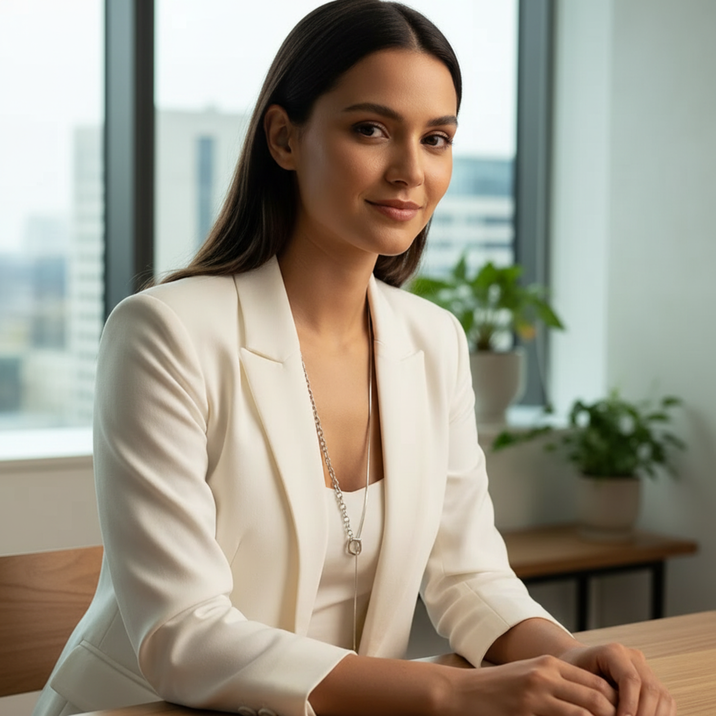 silver asymmetric T-bar lariat necklace with mixed chain design