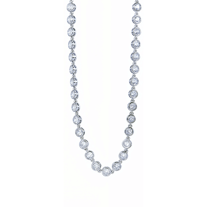 Silver crystal tennis necklace with bezel-set stones