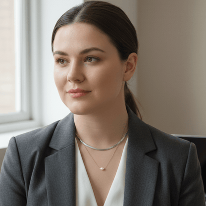 Dainty gold chain necklace with single freshwater pearl, minimalist waterproof design for layering or everyday wear.
