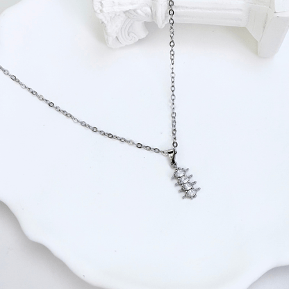 silver quad marquise crystal necklace with four clear navette stones on fine silver chain