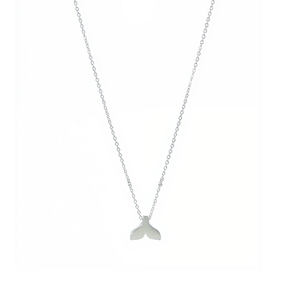Silver whale tail pendant necklace representing freedom and ocean grace.