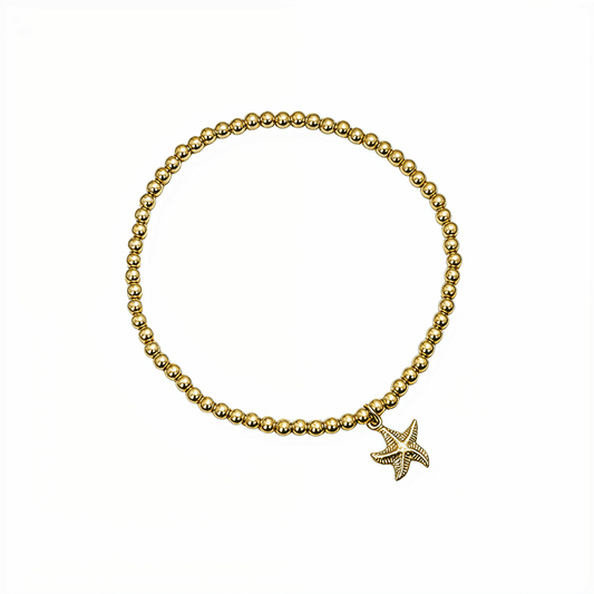 Starfish Charm Gold Bead Bracelet