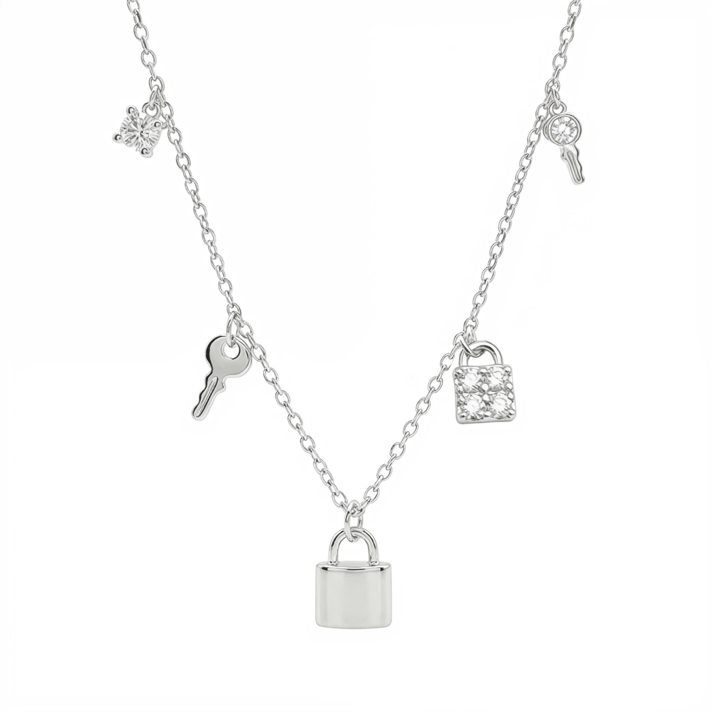 Sterling Silver Lock & Key Charm Necklace – MXW Jewellery