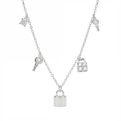 Sterling Silver Lock & Key Charm Necklace – MXW Jewellery