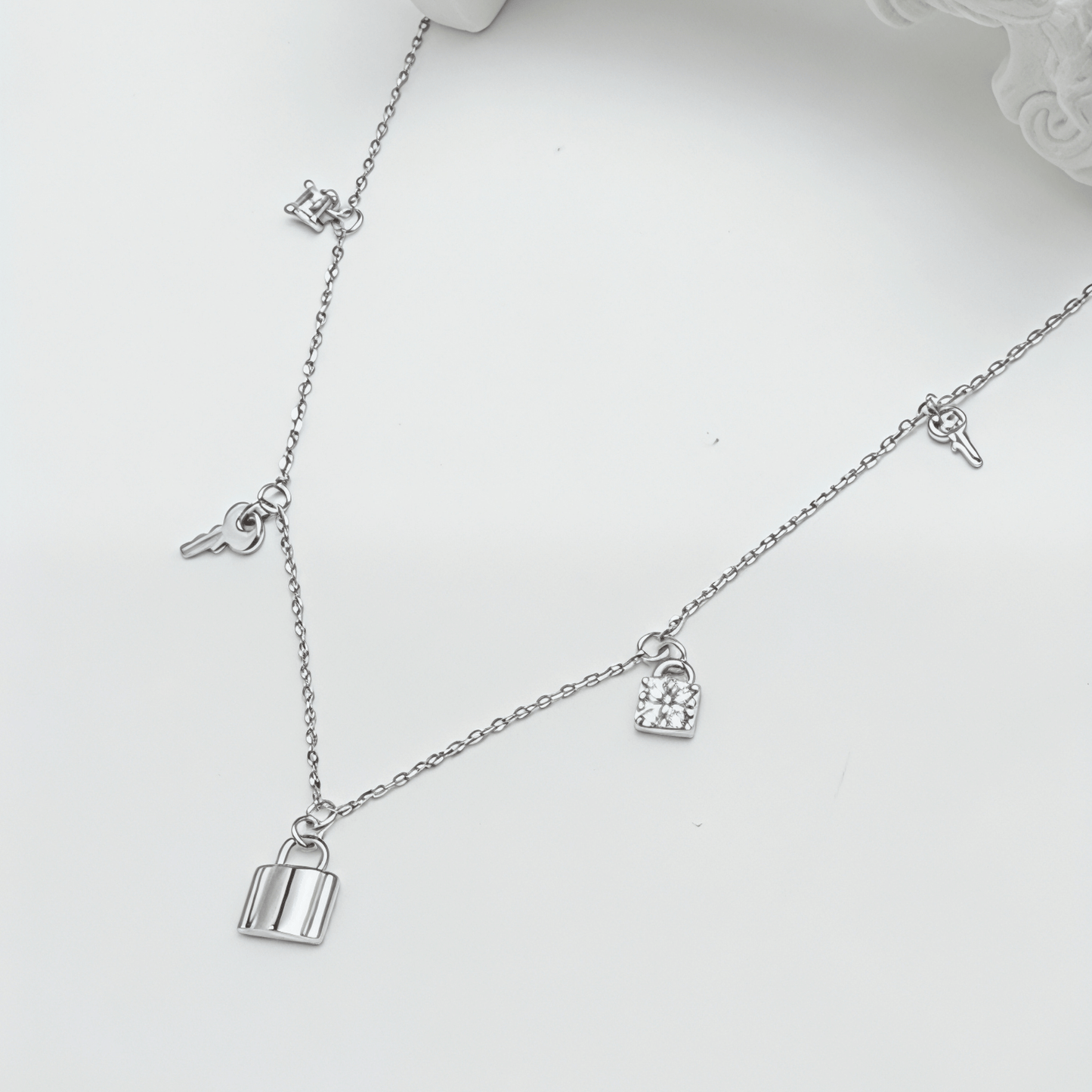 Sterling Silver Lock & Key Charm Necklace – MXW Jewellery
