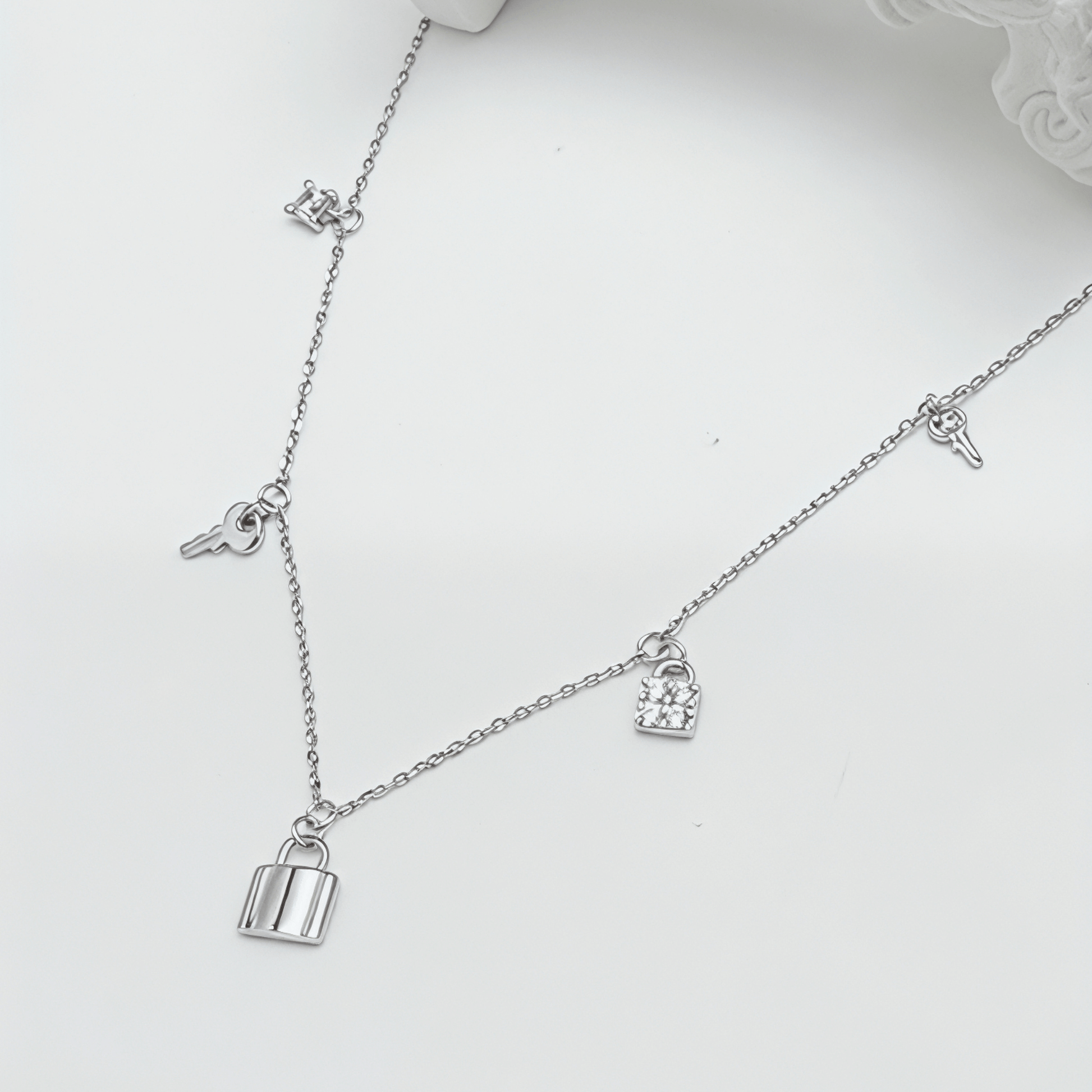 Sterling Silver Lock & Key Charm Necklace – MXW Jewellery