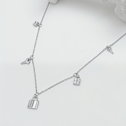 Sterling Silver Lock & Key Charm Necklace – MXW Jewellery