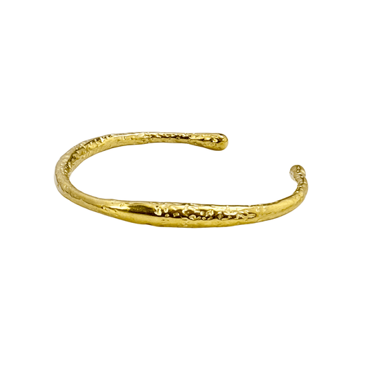 textured ripple gold cuff bracelet with hammered organic finish and adjustable open design