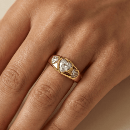 gold waterproof ring with polished finish and high-quality zircon sparkle
