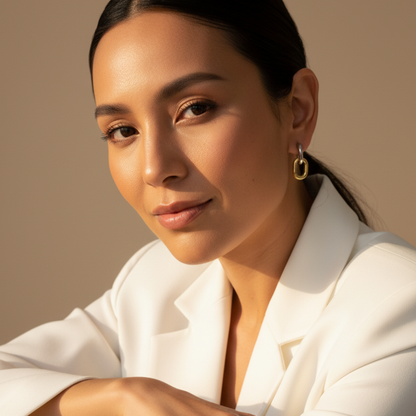 Mixed-metal link drop earrings in gold and silver.