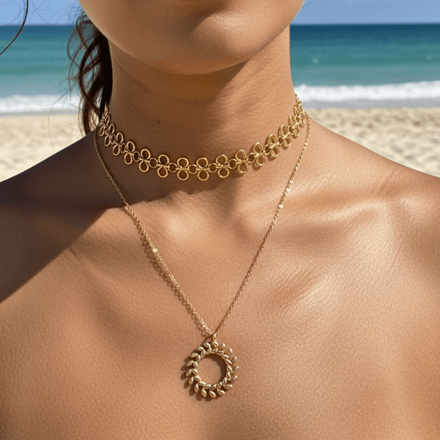 Gold laurel wreath necklace symbolising progress and resilience – MXW Jewellery