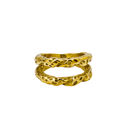 Vintage molten gold ring with organic textured band