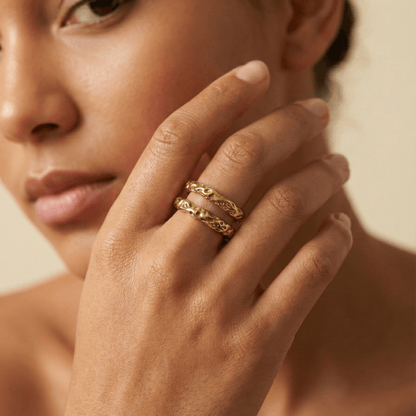 Vintage molten gold ring with organic textured band