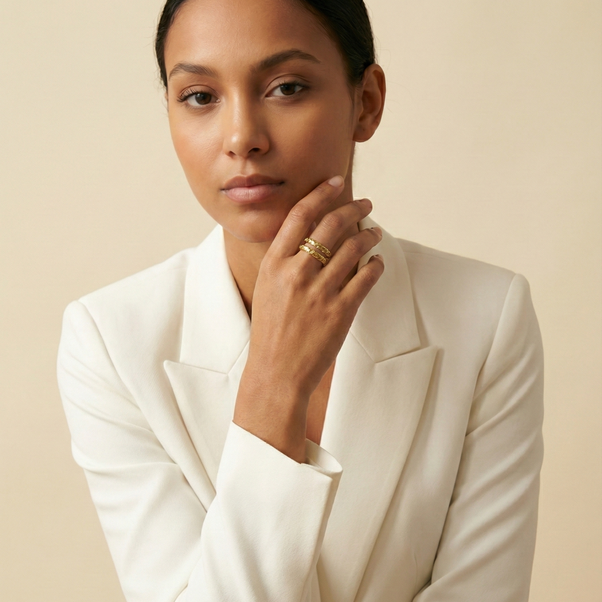Vintage molten gold ring with organic textured band
