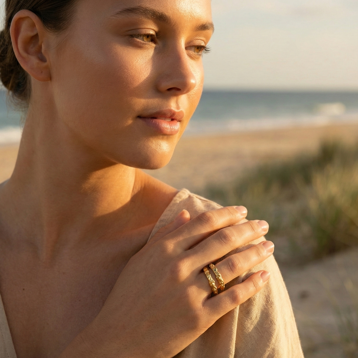 Vintage molten gold ring with organic textured band