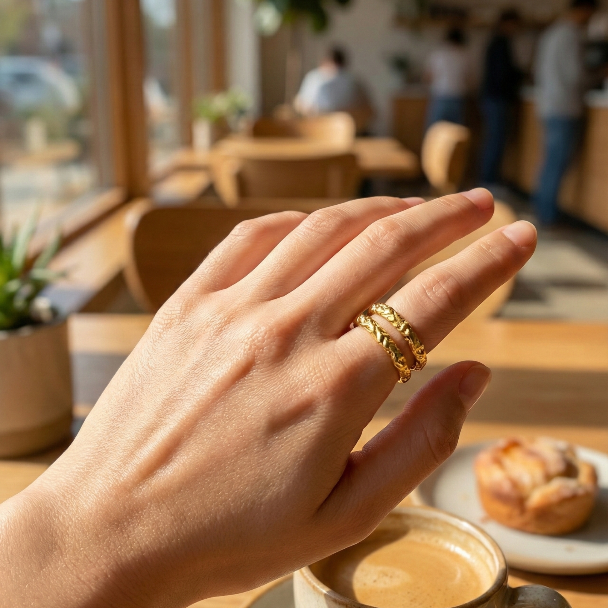 Vintage molten gold ring with organic textured band