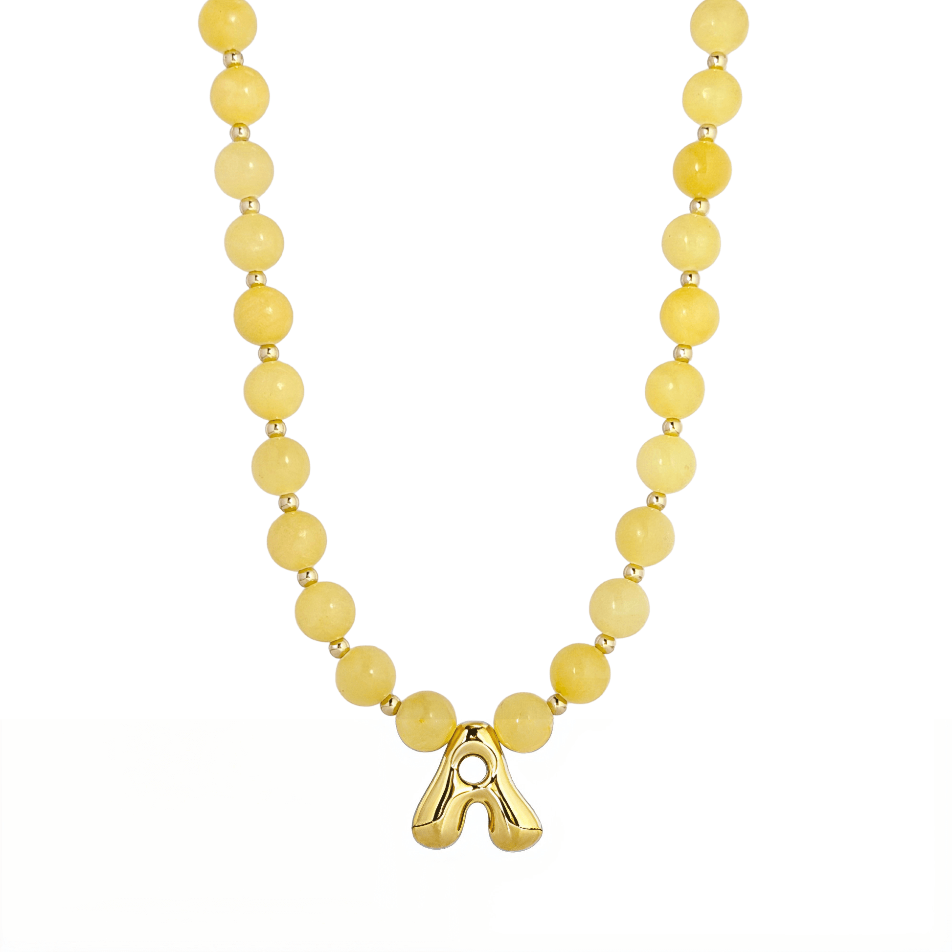 Yellow Jade Gold Bubble Initial Necklace – MXW Jewellery