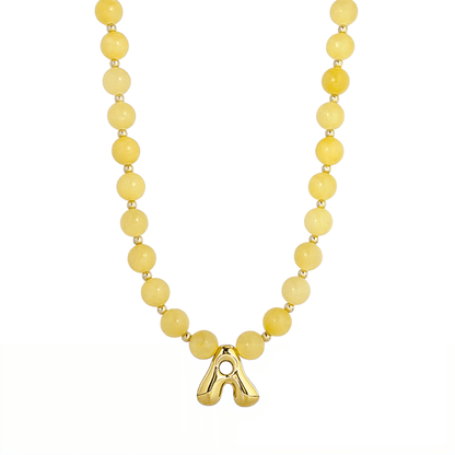 Yellow Jade Gold Bubble Initial Necklace – MXW Jewellery