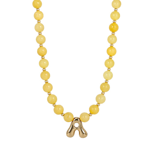 Yellow Jade Gold Bubble Initial Necklace – MXW Jewellery